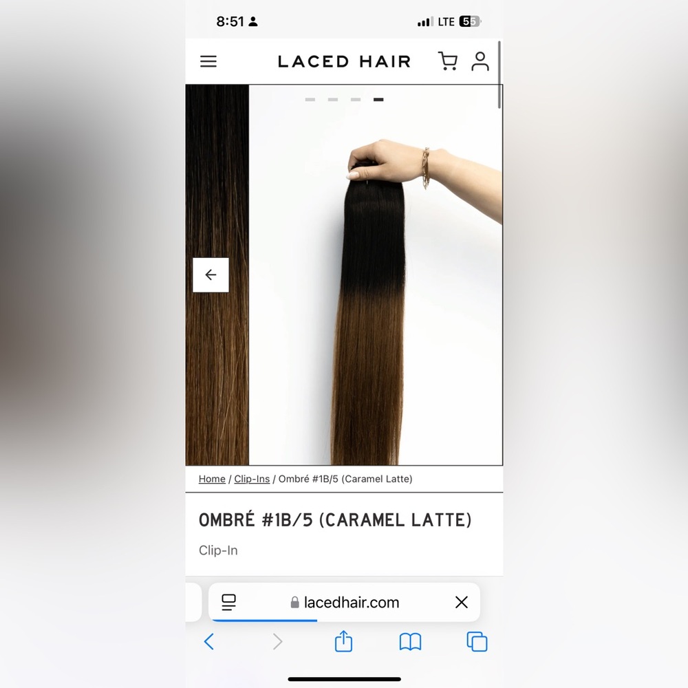 Laced Hair Extensions Ombre #1B/5 Clip-In 24” - Caramel Latte